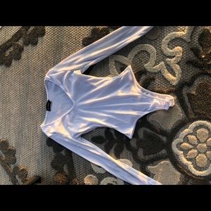 PrettyLittleThing white v-neck body suit